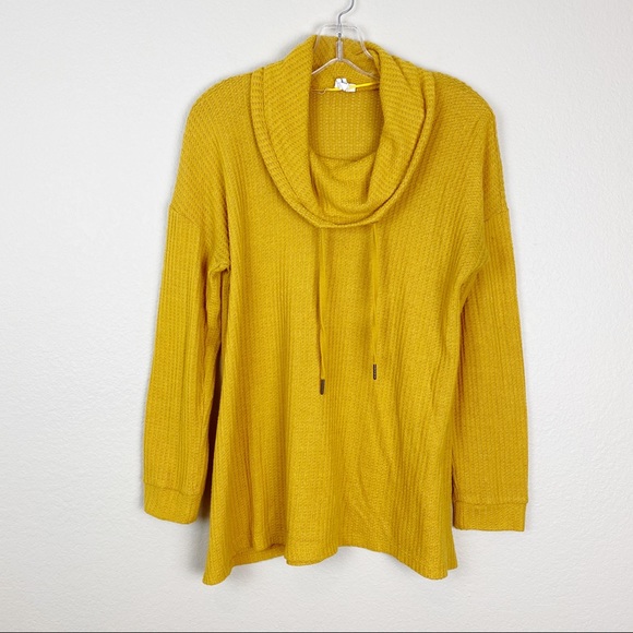Cable & Gauge Tops - CABLE & GAUGE Yellow Thermal Cowl Neck Top Medium